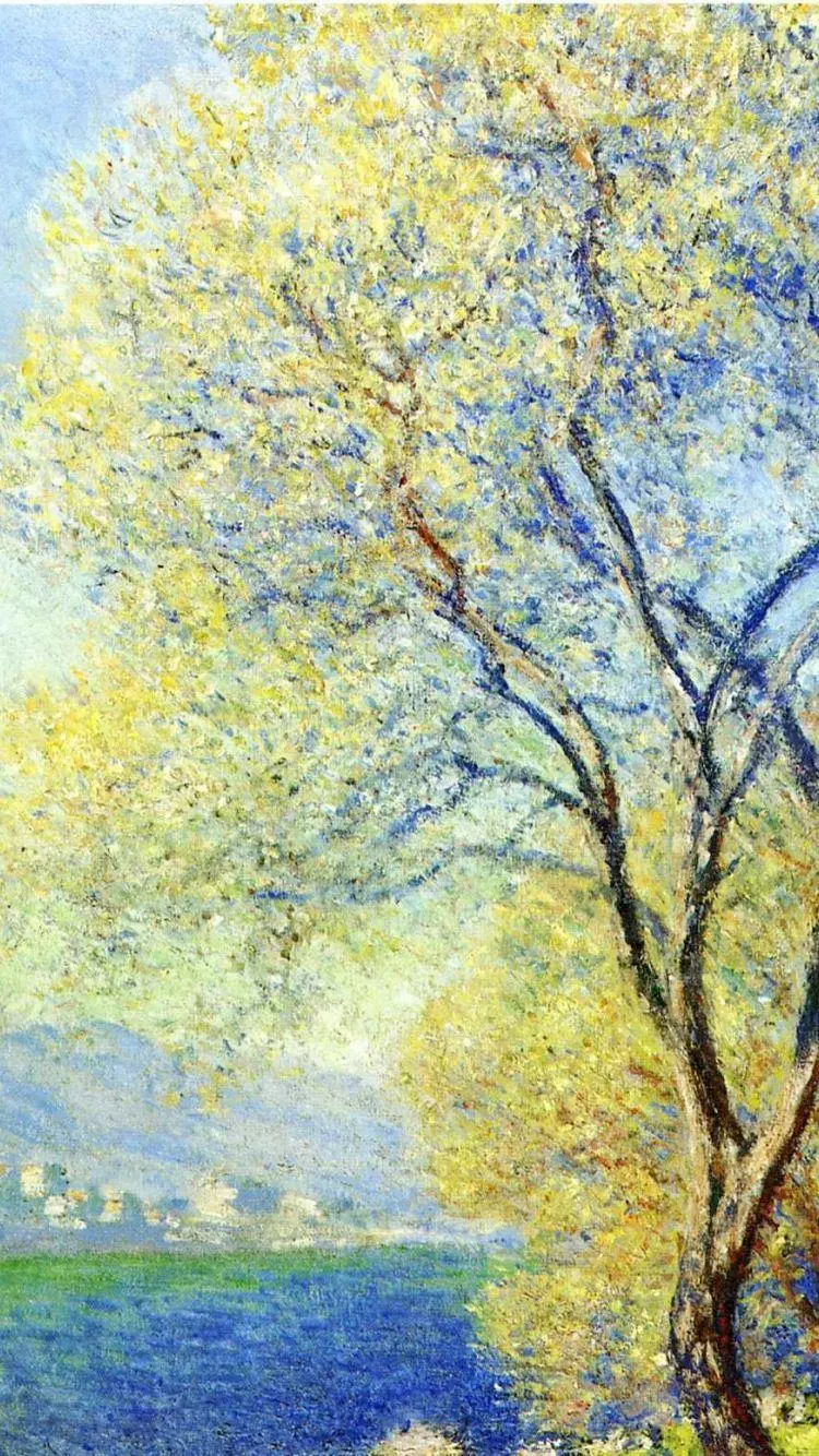 Download the background photo for the iPhone, the painting of the lonely tree by Monet 