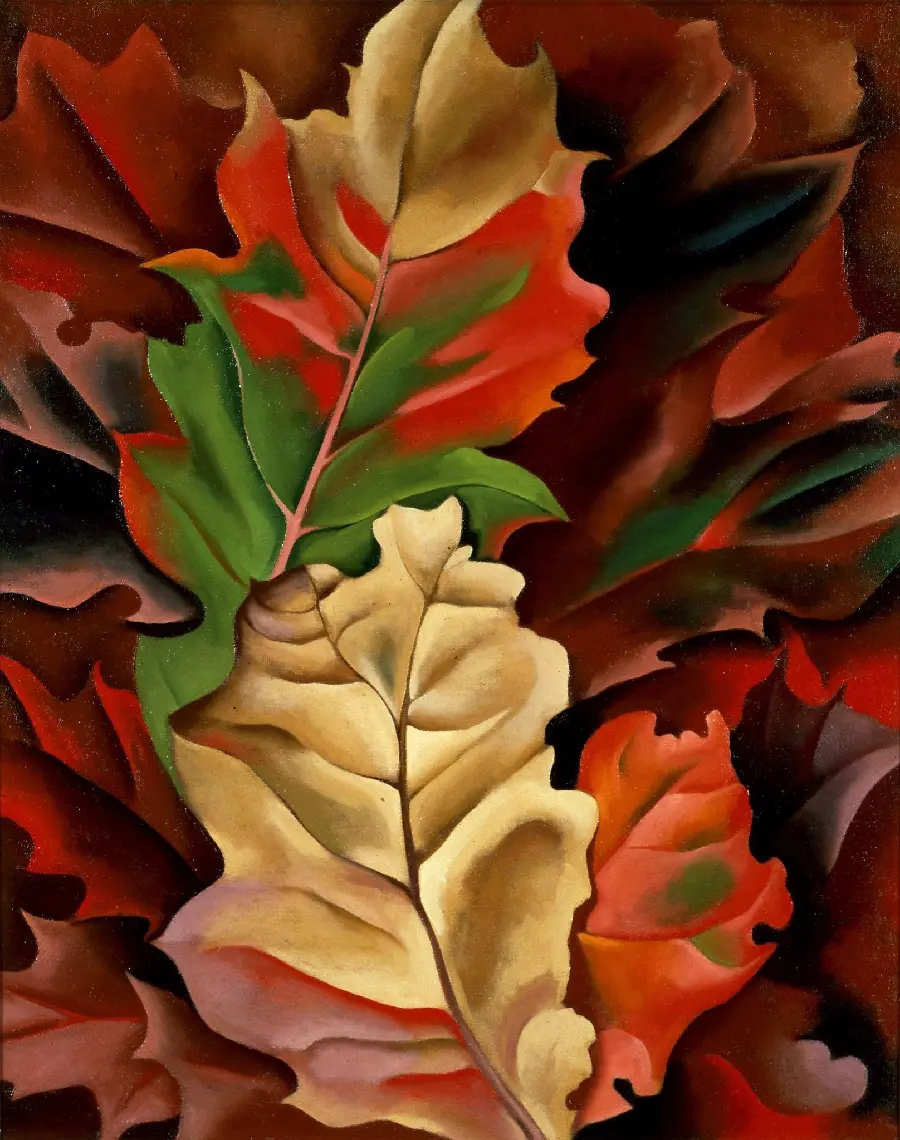 Stock of Georgia O'Keeffe's painting called Autumn Leaves of Lake George, New York