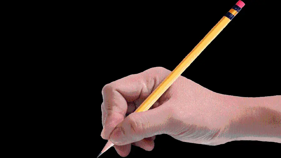 Photo of hand writing and pencil in hand in PNG format 