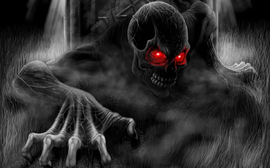 The scariest photo of a genie with red eyes for wallpaper