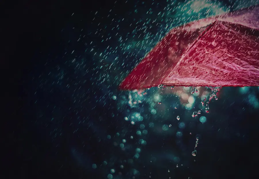Download stock photo and high quality of red umbrella wet in the rain suitable for printing 