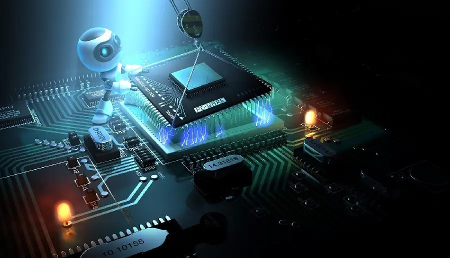 Photo of advanced technology used in computer motherboard
