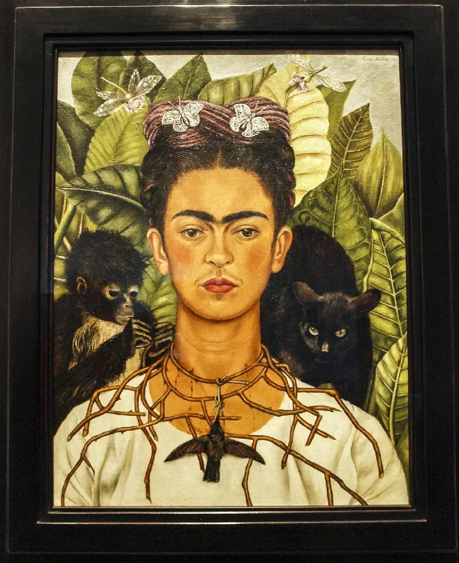 Frida Kahlo Painting Thorn Necklace Portrait Mexican Magic Realism 