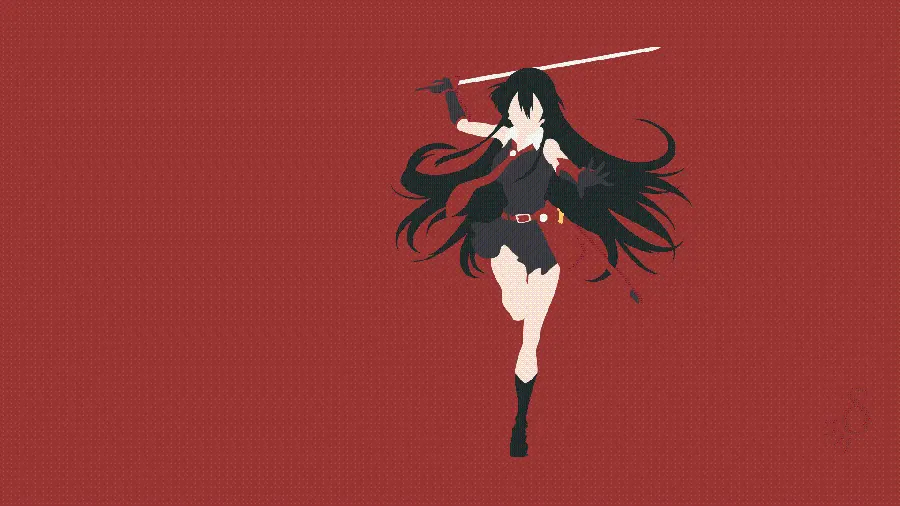 Cute and graphic design of a female samurai with a red background 