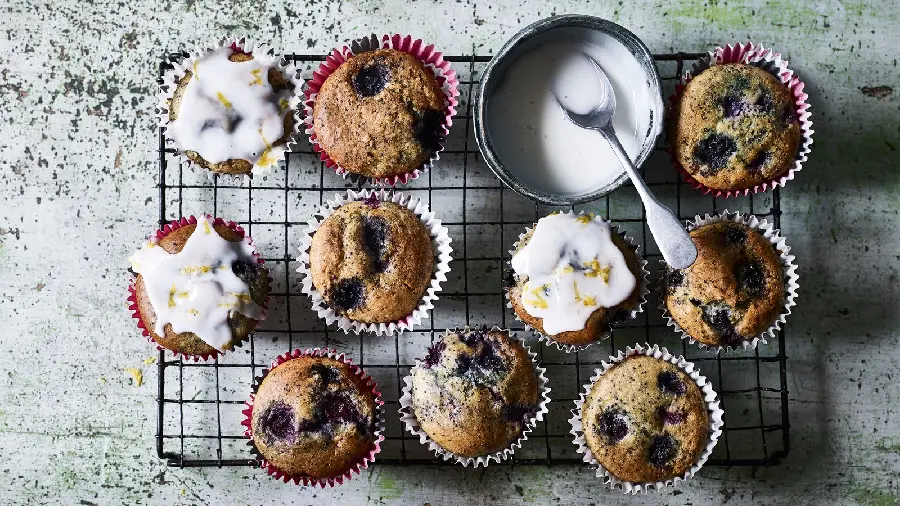 Wallpaper of Baking and Pastry Tools Blueberry Flavored Muffins and Cookies