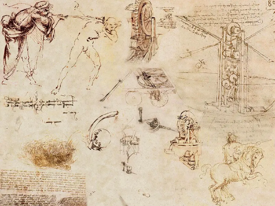 The highest quality image of Leonardo da Vinci's design, inventor and artist