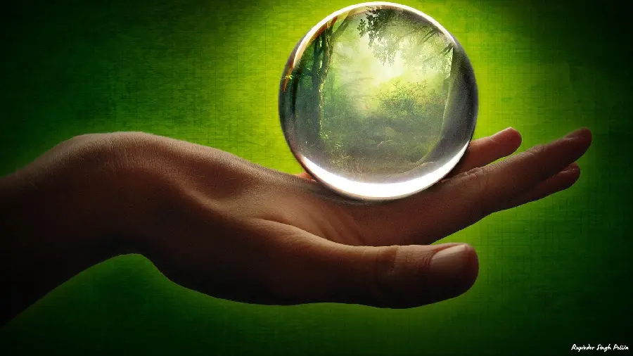 Profile photo of a transparent crystal ball suitable for interior decoration 