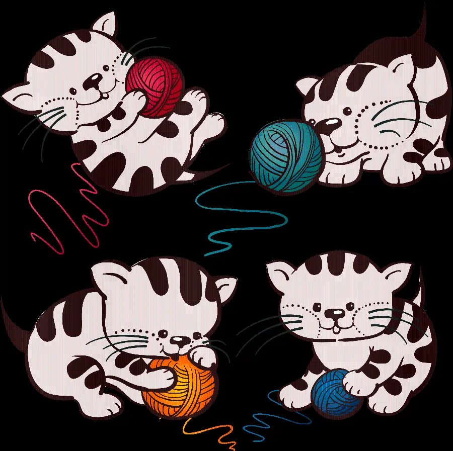 Cropped image of a PNG drawing of a cool cat playing with a ball