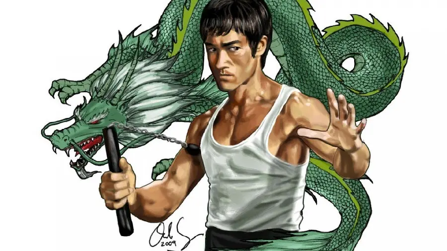 Bruce Lee's artistic and beautiful wallpaper on a white background