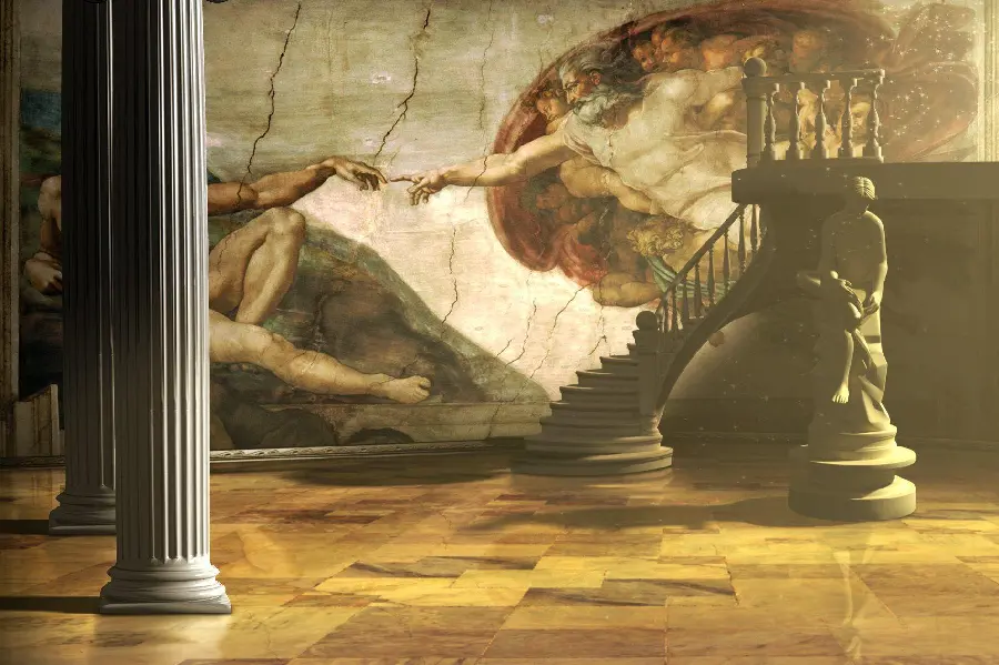 Photo of a Renaissance mural painted by Michelangelo 