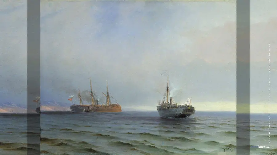 Romantisme painting of ships in the sea