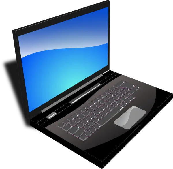 Download opened laptop photo with bright screen and simple background 