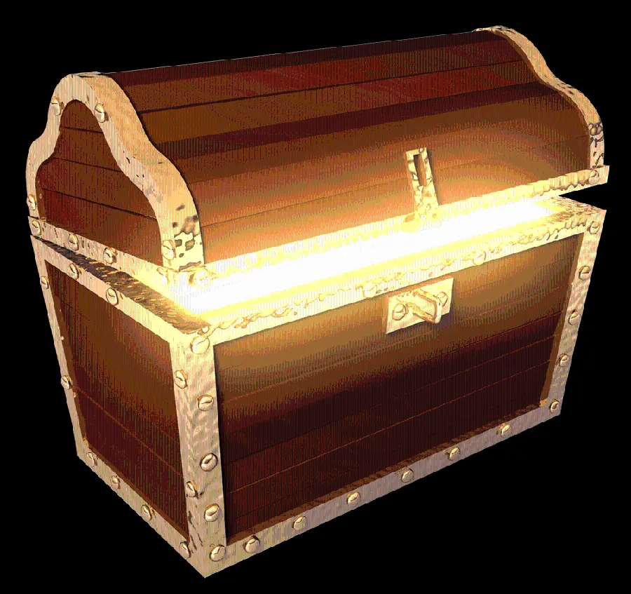 Download of high quality PNG image of fantasy graphic treasure chest and gold