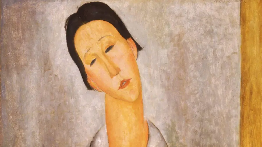 Abstract painting of an artistic portrait of a Polish woman by Amadeo Modigliani