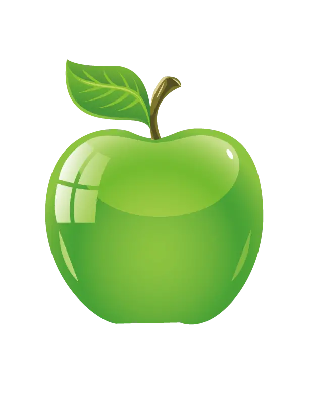 Download PNG image of a 3D green apple, sour and delicious