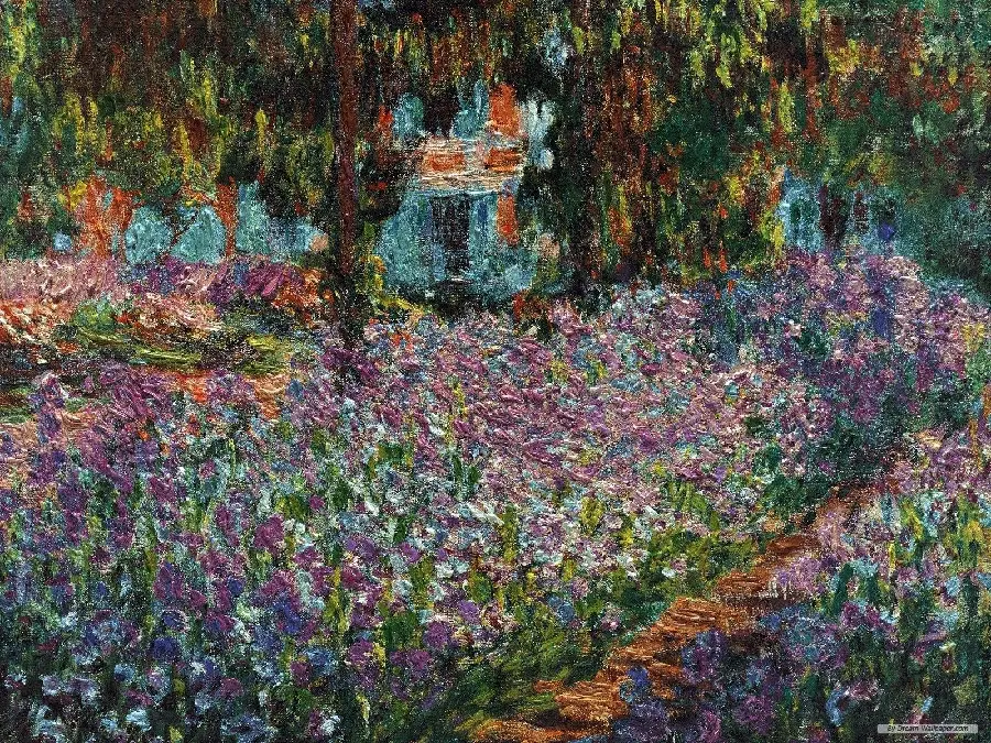Painting Artist's Garden at Giverny, Art Print 1900
