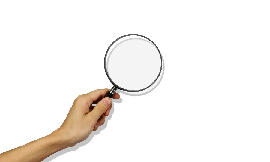 Hand Image With Magnifying Glass And PNG Format 