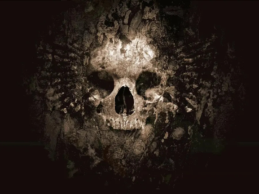 The scariest boy's background with a real human skull design 