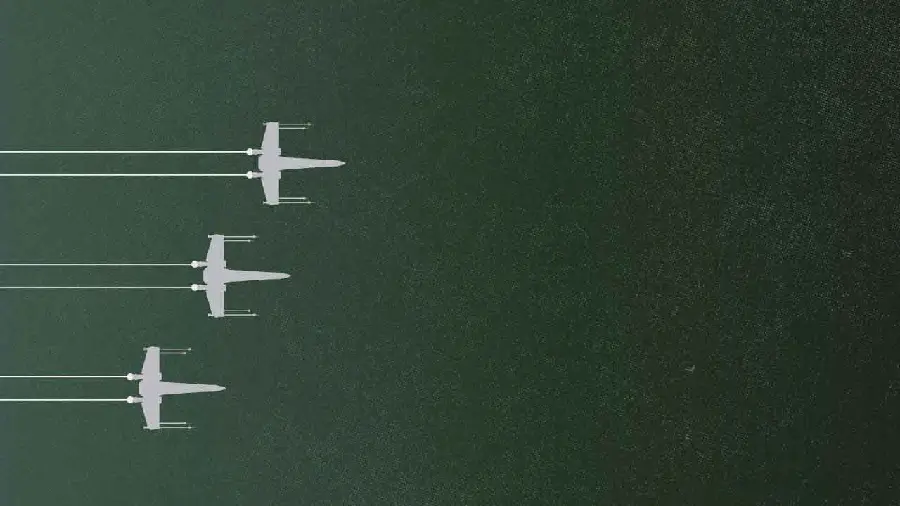 Minimalist Style Wallpaper of Jets on Green Background