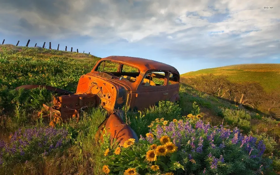 Wallpaper of an old car for printing a picture 