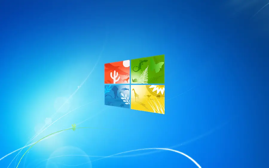 Wallpaper on a Blue Background with a Windows Screen