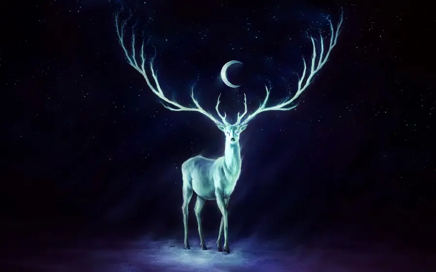 2024 Magic Deer Wallpaper on Dark Background