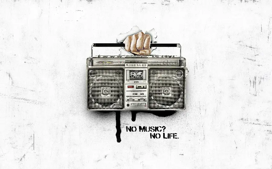 Wallpaper for your computer with the inscription No music, no life
