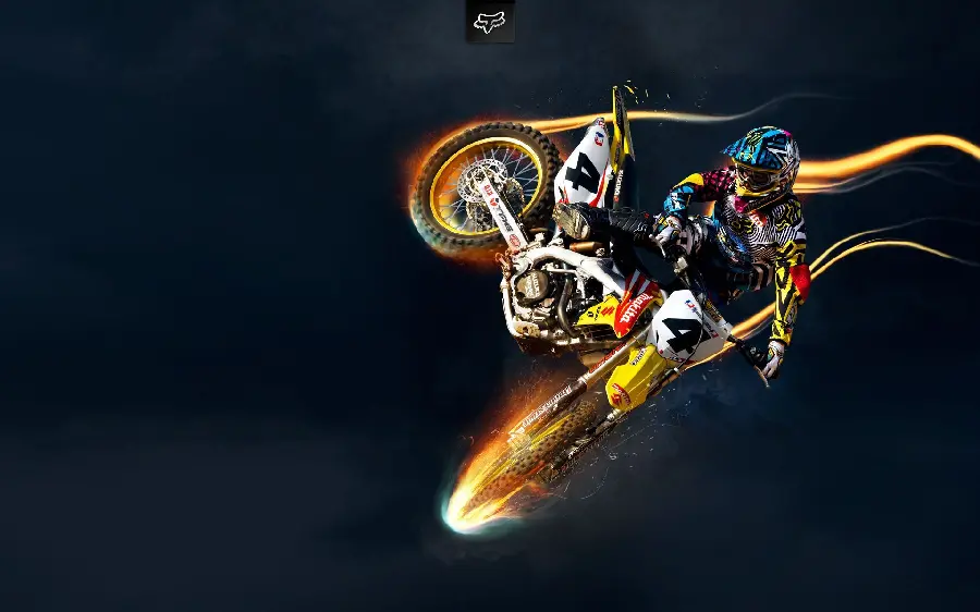 Horny and amazing Honda 125 motocross flying background in the sky