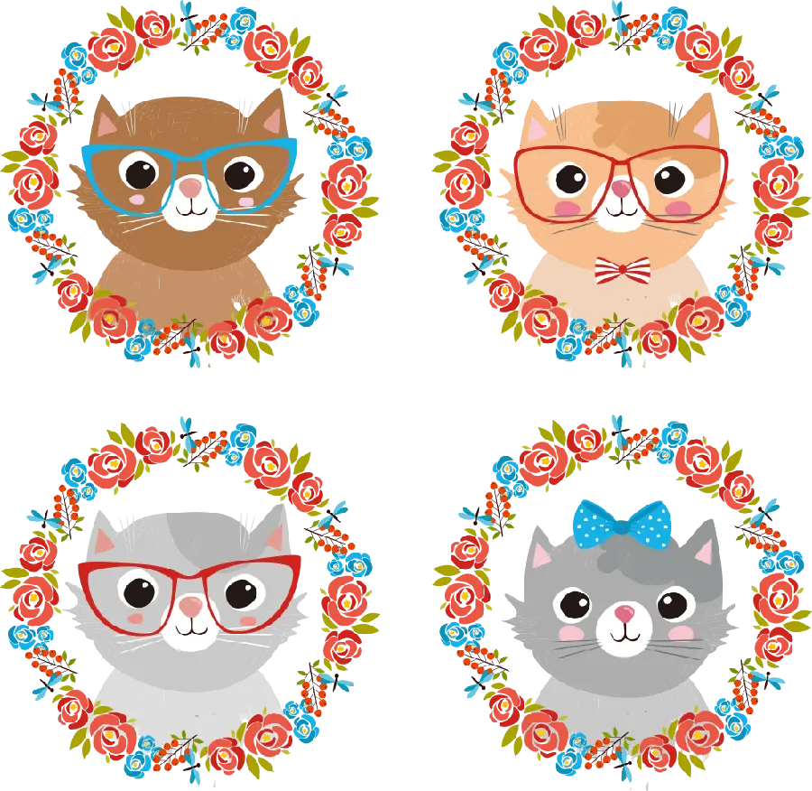 Download PNG cat drawing photo in a circular frame for the Insta page logo