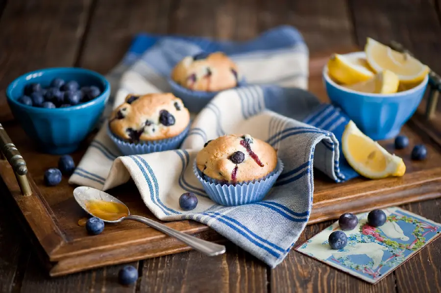 Download photos of delicious homemade cookies and cupcakes with blueberry flavor