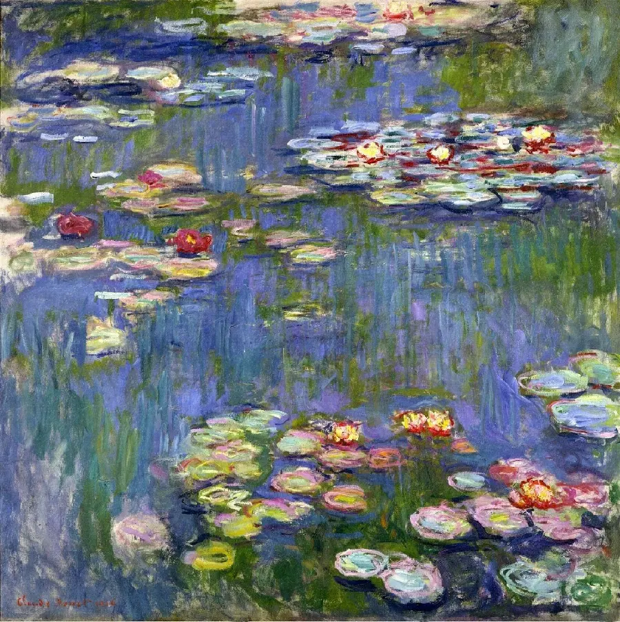 Image of the painting of the most famous flower garden by Claude Monet for iPhone wallpaper 