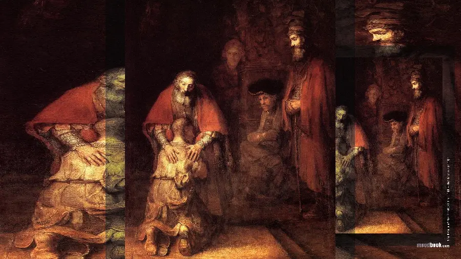 Photo of the painting called The Return of the Prodigal Son by the famous painter Rembrandt