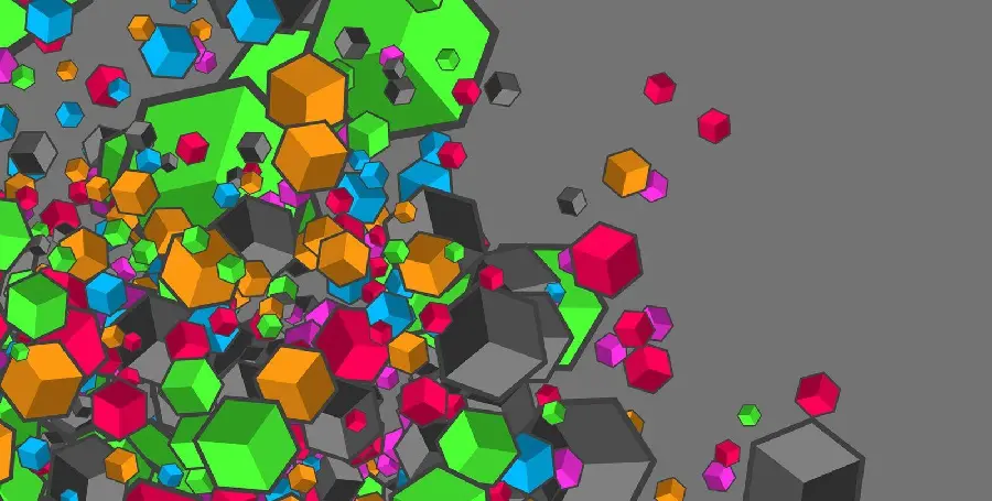 Background photo of colored cubes on a gray background, abstract style for desktop