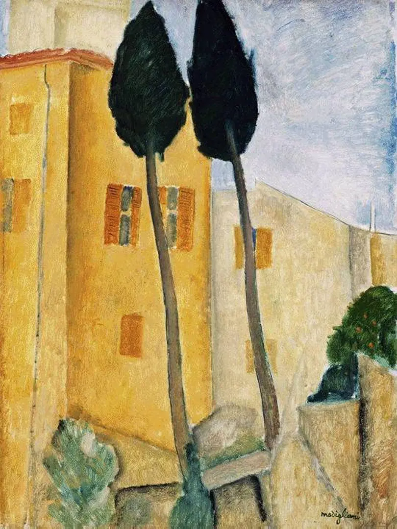 Cypress Trees and House, 1919 by Amedeo Modigliani