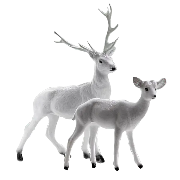 High quality black and white image of a mother and child deer in PNG format
