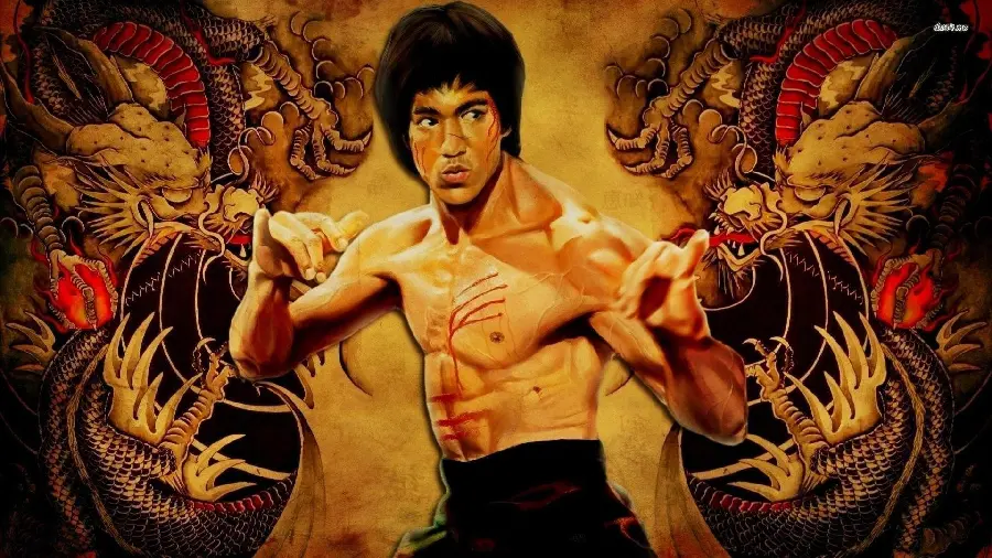 The image of Bruce Lee in the movie Enter the Dragon 