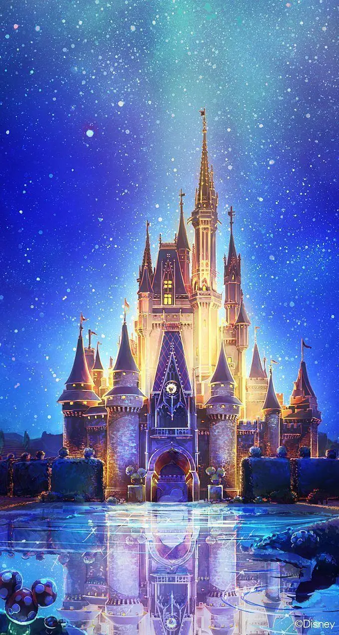Photo of Walt Disney's mansion bathed in light for iPhone background