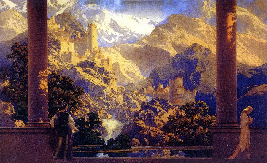 Background photo of the magnificent work of Maxfield Parish in excellent quality for download 