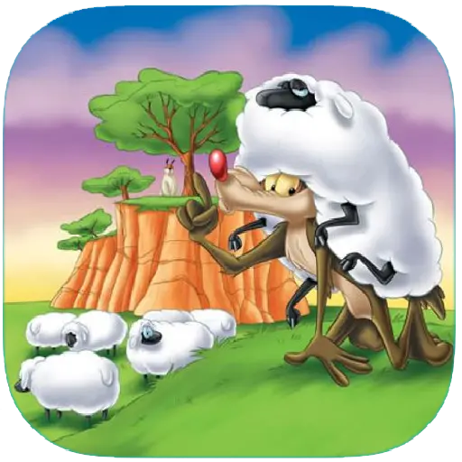 Drawing of a wolf and a sheep in the Mig Mig animation in PNG format