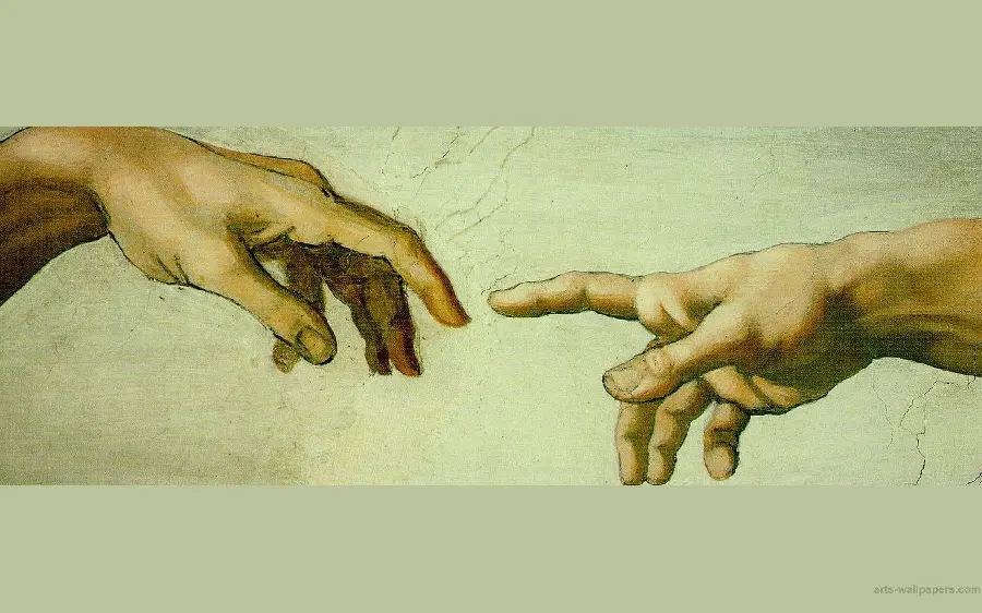 Renaissance painting in the image of a fragment of a Michelangelo painting 