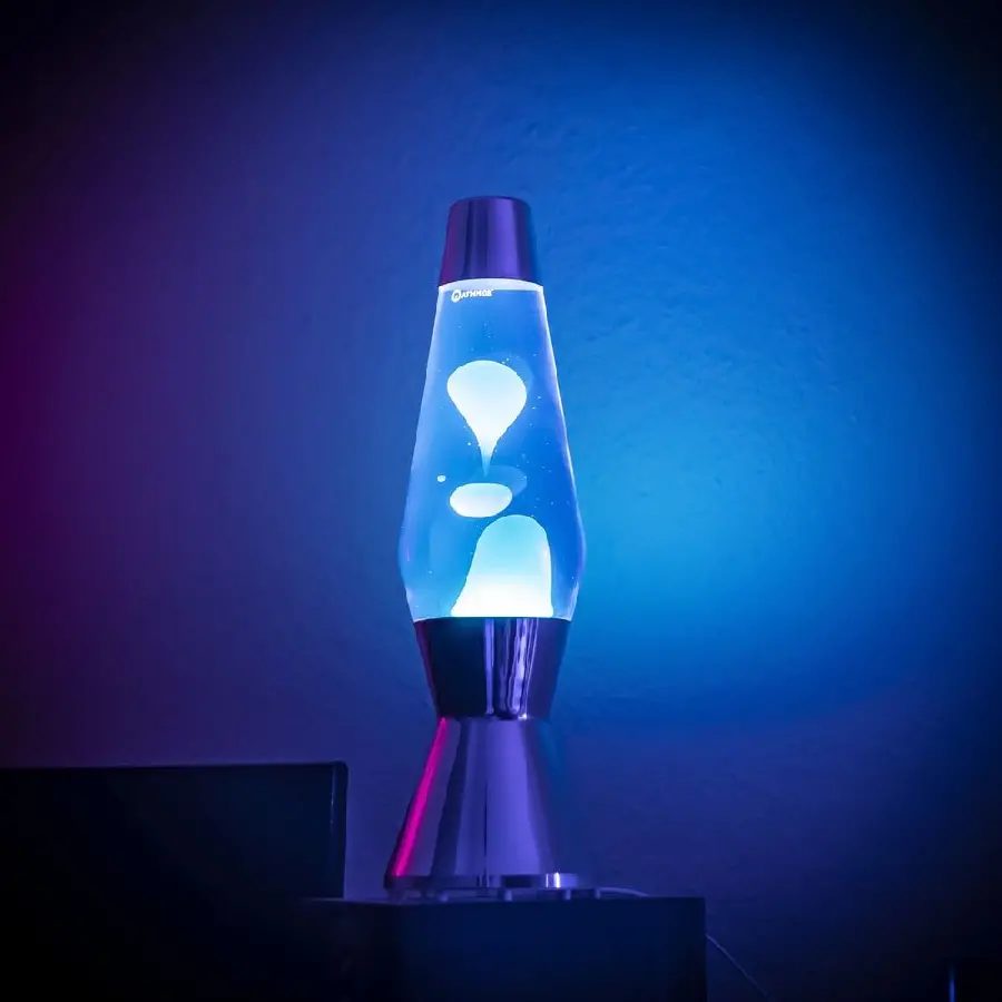 Volcano night light wallpaper in soothing blue color 
