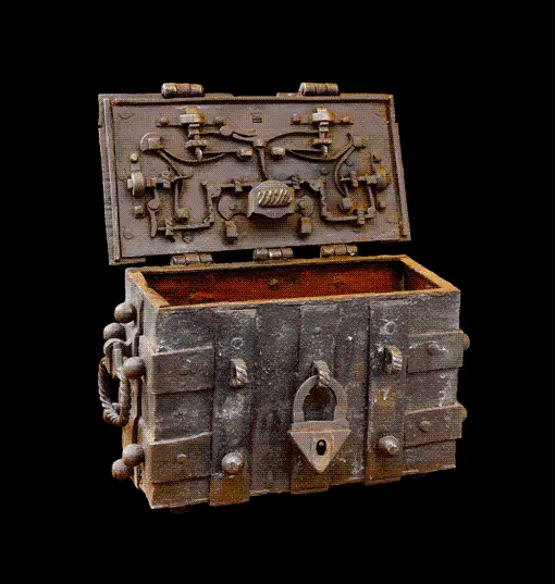 Download photo of an old and antique chest with a black background 
