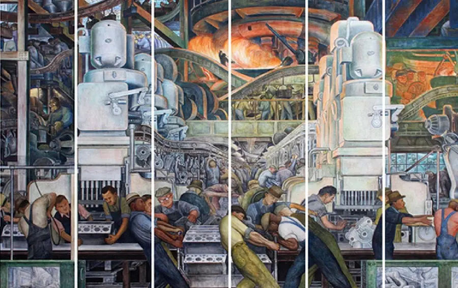 Photo of Detroit industry murals by Diego Rivera