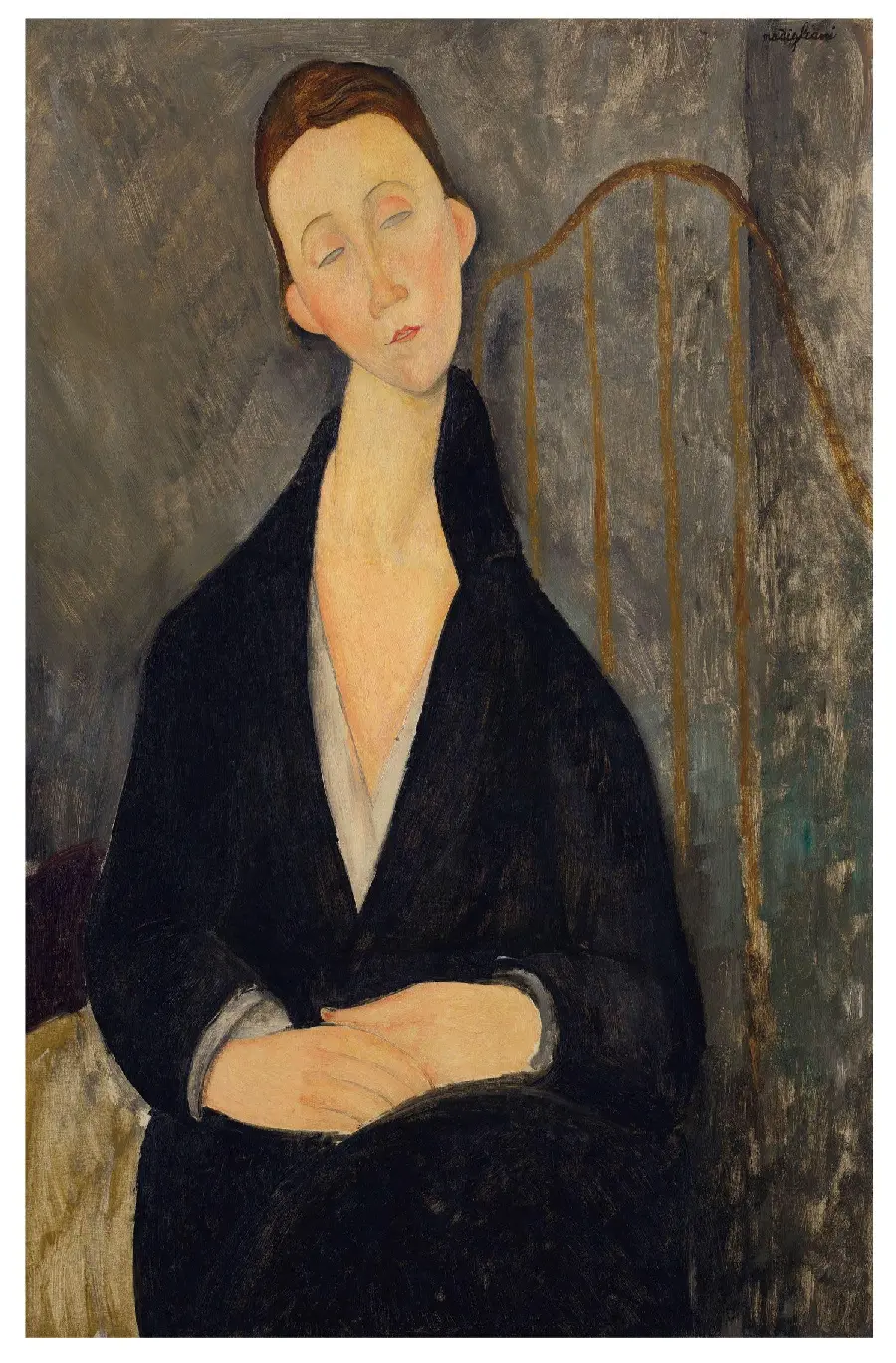 Lunia Czechowska in a black dress by Amedeo Modigliani