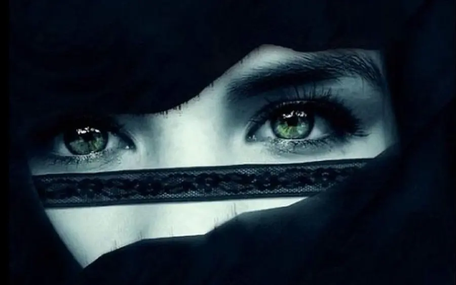 Attractive profile photo of a sad girl with dark and horns for Telegram and Instagram profiles