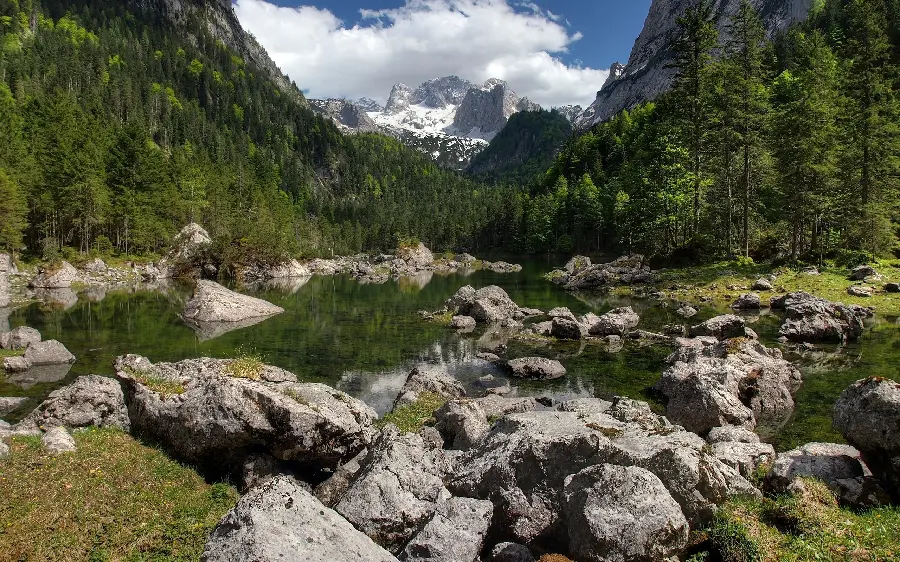 Profile photo of pure and magical nature with a view of clear water and lush mountains