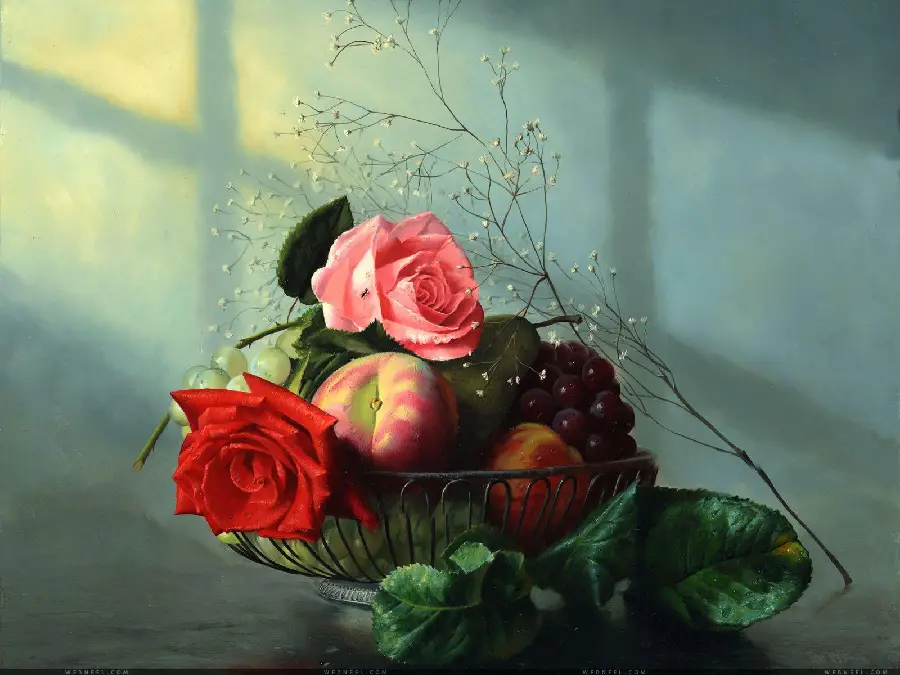 Digital art background beautiful landscape fantasy space colorful flowers