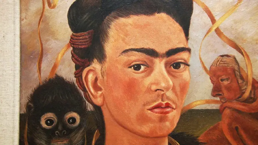 Self-Portrait Painting with Monkey (1938) by Frida Kahlo
