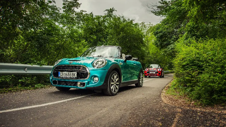 Download photo of a blue SUV on a forest road in 8K quality