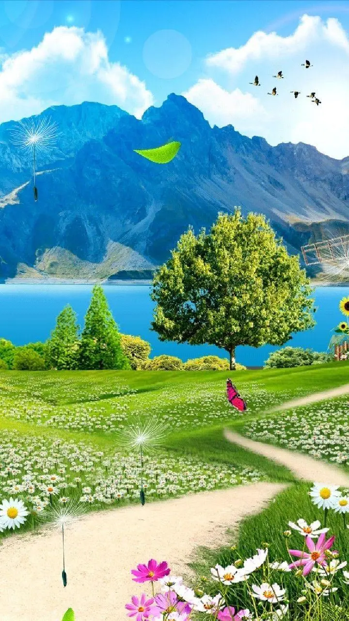 Fantasy and dreamy wallpaper of a magical and relaxing landscape